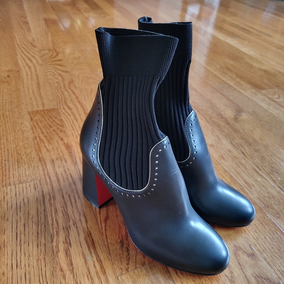Christian Louboutin Black and Red Heeled Boots with Signature Sole - Picture 6 of 13